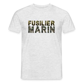 Fusiller Marin - Camouflage Double - T-shirt homme - gris chiné - Devant - AI Model Male 178 dark (178cm)