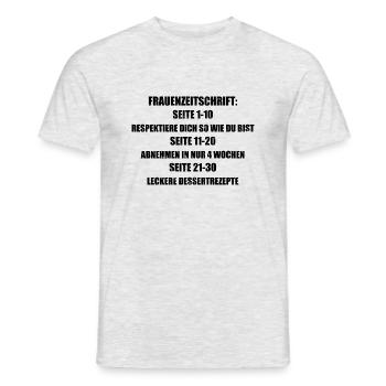 FRAUENZEITSCHRIFT lustiger Spruch - Männer T-Shirt - Grau meliert - Vorne - AI Model Male 178 dark (178cm)