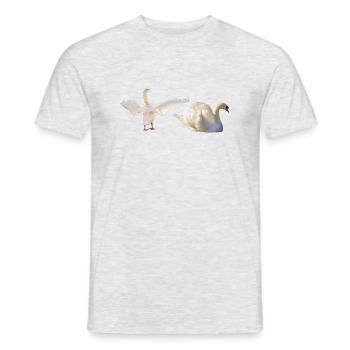Schwäne mit geöffnete Flügel, Schwimmen, Natürlich - Männer T-Shirt - Grau meliert - Vorne - AI Model Male 178 dark (178cm)
