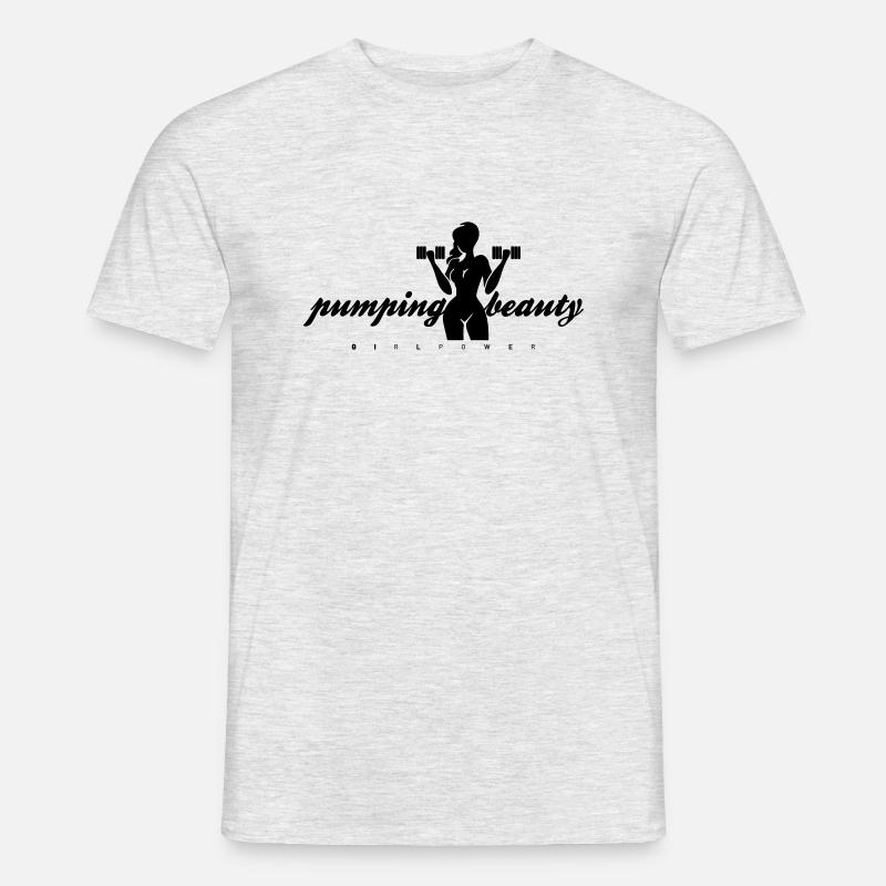 pumping beauty einfarbig - Männer T-Shirt - Grau meliert