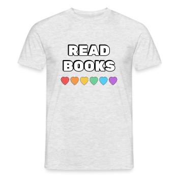 Lire des livres Rainbow Hearts - T-shirt homme - gris chiné - Devant - AI Model Male 178 dark (178cm)