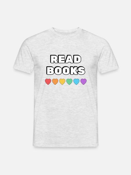 Read Books Rainbow Hearts - Men's T-Shirt - heather grey