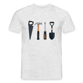 Tools: saw, hammer, screwdriver - Men's T-Shirt - heather grey - Front - AI Model Male 178 dark (178cm)