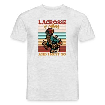 Lacrosse Is Calling And I Must Go Lax Spieler - Männer T-Shirt - Grau meliert - Vorne - AI Model Male 178 dark (178cm)