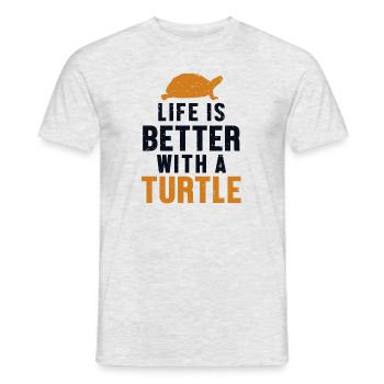 La vie est meilleure avec une tortue tortue - T-shirt homme - gris chiné - Devant - AI Model Male 178 dark (178cm)