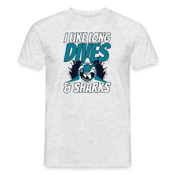 I Like Long Dives And Sharks Tauchermaske Taucher - Männer T-Shirt - Grau meliert - Vorne - AI Model Male 178 dark (178cm)