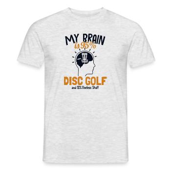 My Brain is 95% Disc Golf Basket Disc Disc - Men's T-Shirt - heather grey - Front - AI Model Male 178 dark (178cm)