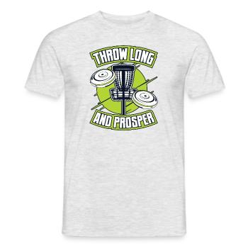 Throw Long And Prosper Basket Disc Disc Golfer - Men's T-Shirt - heather grey - Front - AI Model Male 178 dark (178cm)