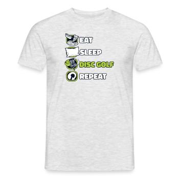 Eat Sleep Disc Golf Repeat Basket Disc Disc - Men's T-Shirt - heather grey - Front - AI Model Male 178 dark (178cm)