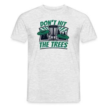 Don't Hit The Trees Frisbee Golf Basket Disc - Men's T-Shirt - heather grey - Front - AI Model Male 178 dark (178cm)