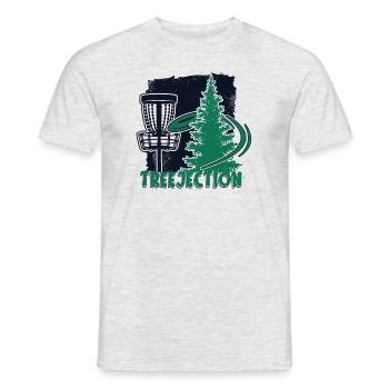 Treejection Basket Disc Golfer Frisbee Golf - Men's T-Shirt - heather grey - Front - AI Model Male 178 dark (178cm)