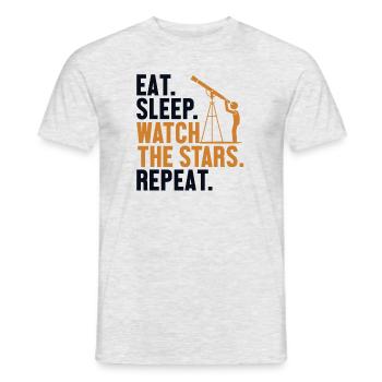 Eat Sleep Watch The Stars Repeat Cosmologist - Men's T-Shirt - heather grey - Front - AI Model Male 178 dark (178cm)