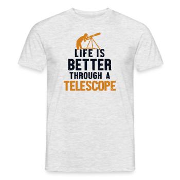 Life Is Better Through A Telescope Kosmologe - Männer T-Shirt - Grau meliert - Vorne - AI Model Male 178 dark (178cm)
