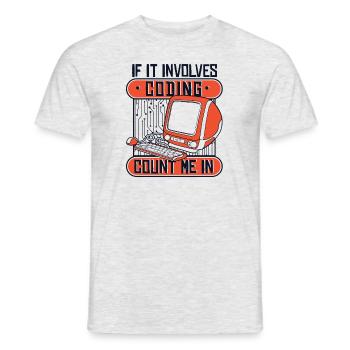 Si cela implique de coder, comptez-moi dans le développeur - T-shirt homme - gris chiné - Devant - AI Model Male 178 dark (178cm)