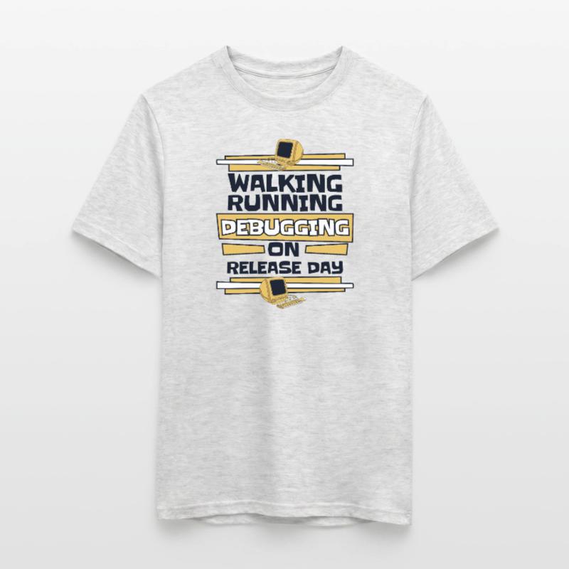 Walking Running Debugging Release Day Coder Men's T-Shirt