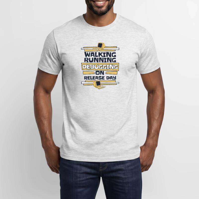 Walking Running Debugging Release Day Coder Men's T-Shirt