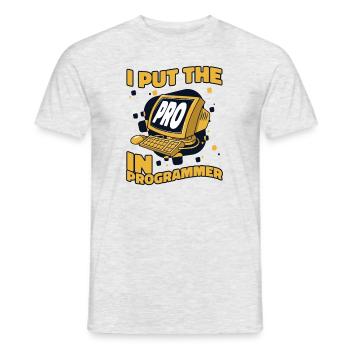 J’ai mis le pro dans Programmeur Developer Coder - T-shirt homme - gris chiné - Devant - AI Model Male 178 dark (178cm)