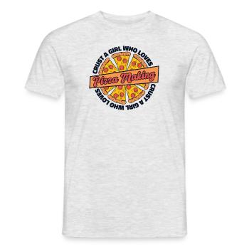 Crust A Girl Who Loves Pizza Making Pizza - Männer T-Shirt - Grau meliert - Vorne - AI Model Male 178 dark (178cm)