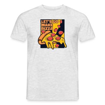 Let's Go Make Pizza Pizzablech Pizzaofen Pizza - Männer T-Shirt - Grau meliert - Vorne - AI Model Male 178 dark (178cm)