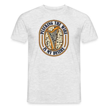 Plucking The Wire Is My Desire Concert Harp - Men's T-Shirt - heather grey - Front - AI Model Male 178 dark (178cm)