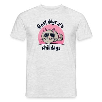 Best Days Are Chilldays Longtail Longhair - Men's T-Shirt - heather grey - Front - AI Model Male 178 dark (178cm)