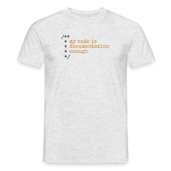 My Code Is Documentation Enough Developer - Men's T-Shirt - heather grey - Front - AI Model Male 178 dark (178cm)