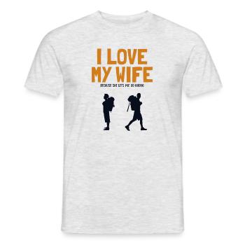 J’aime ma femme Randonnée en montagne Randonnée Randonnée Trekking - T-shirt homme - gris chiné - Devant - AI Model Male 178 dark (178cm)
