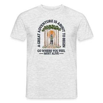 Great Adventure Feel Most Alive Mountain Hiking - Men's T-Shirt - heather grey - Front - AI Model Male 178 dark (178cm)