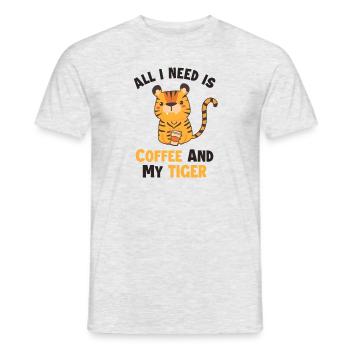 Coffee and my Tiger King Tiger Wildcat - Men's T-Shirt - heather grey - Front - AI Model Male 178 dark (178cm)