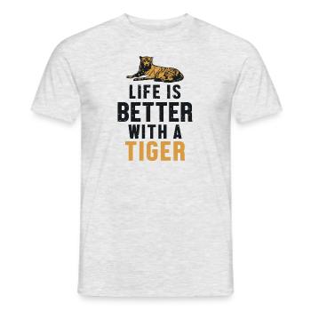 Life is Better with a Tiger King Tiger - Men's T-Shirt - heather grey - Front - AI Model Male 178 dark (178cm)