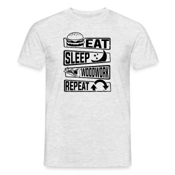 Eat Sleep Woodwork Repeat Schreiner Holztechniker - Männer T-Shirt - Grau meliert - Vorne - AI Model Male 178 dark (178cm)