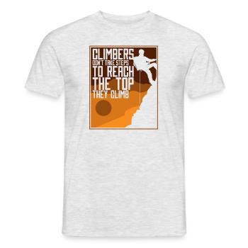 Climbers Don't Take Steps SpeedKletter Kraxler - Men's T-Shirt - heather grey - Front - AI Model Male 178 dark (178cm)