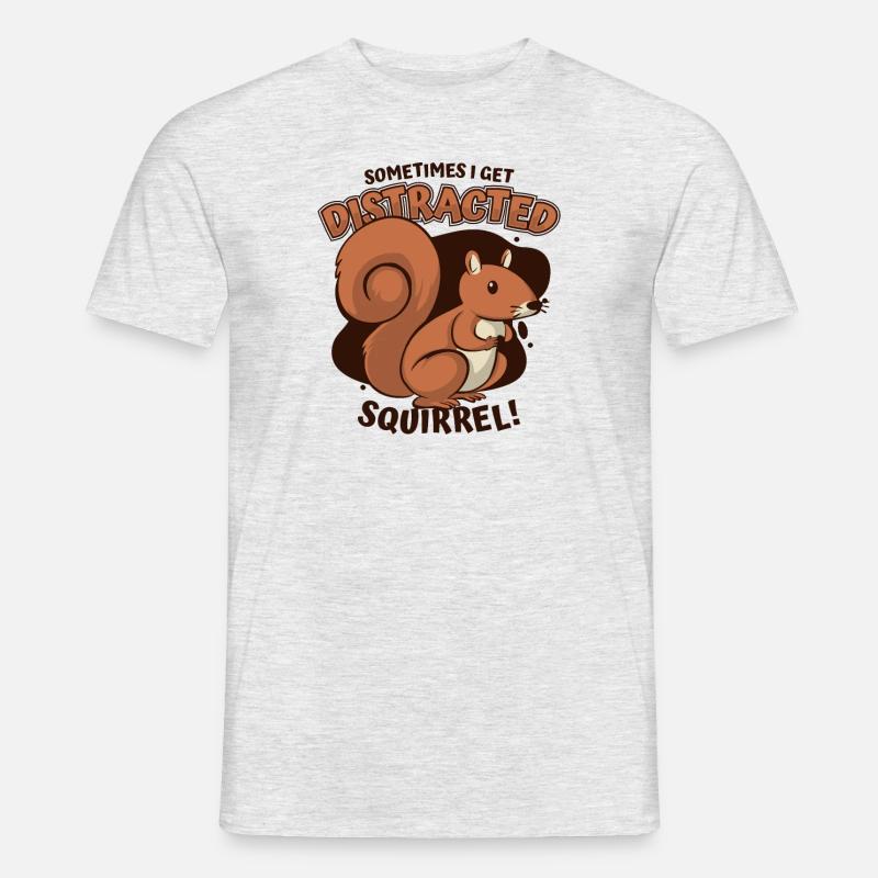 Sometimes I Get Distracted Grauhörnchen - Männer T-Shirt - Grau meliert