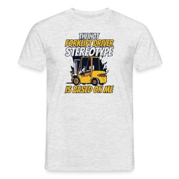 The Hot Forklift Driver Stereotype Gabelstapler - Men's T-Shirt - heather grey - Front - AI Model Male 178 dark (178cm)
