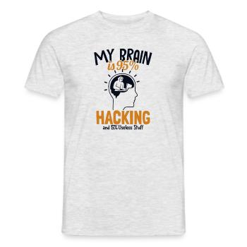 My Brain is 95% Hacking Sniffer Social - Männer T-Shirt - Grau meliert - Vorne - AI Model Male 178 dark (178cm)
