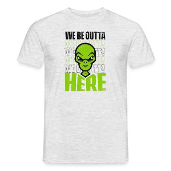 Nous sommes ici Conspiration extraterrestre OVNI - T-shirt homme - gris chiné - Devant - AI Model Male 178 dark (178cm)