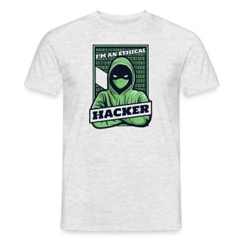 Je suis un hacker éthique Ingénierie sociale Hameçonnage - T-shirt homme - gris chiné - Devant - AI Model Male 178 dark (178cm)