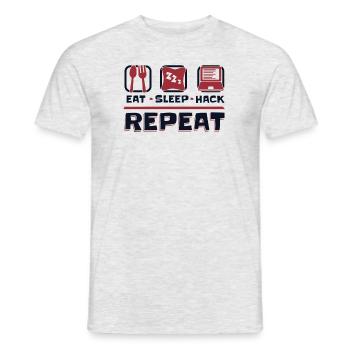 Manger Sleep Hack Répéter l’hameçonnage d’ingénierie sociale - T-shirt homme - gris chiné - Devant - AI Model Male 178 dark (178cm)