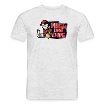 Phish And Chips Phishing Sniffer Social - Männer T-Shirt - Grau meliert - Vorne - AI Model Male 178 dark (178cm)