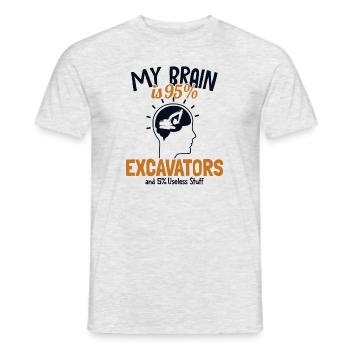 Mon cerveau est composé à 95% d’excavatrices Excavatrice Cycle de service grue sur chenilles - T-shirt homme - gris chiné - Devant - AI Model Male 178 dark (178cm)