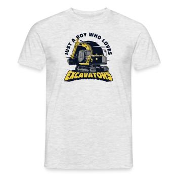 Just A Boy Who Loves Excavators Seilbagger - Männer T-Shirt - Grau meliert - Vorne - AI Model Male 178 dark (178cm)
