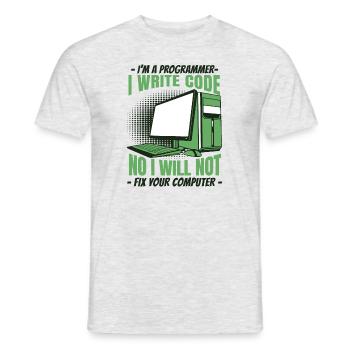 Non, je ne réparerai pas votre développeur informatique - T-shirt homme - gris chiné - Devant - AI Model Male 178 dark (178cm)