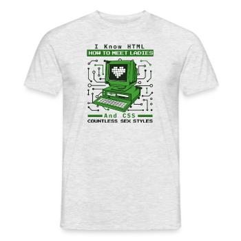 Je sais HTML comment rencontrer Ladies Developer Coder - T-shirt homme - gris chiné - Devant - AI Model Male 178 dark (178cm)