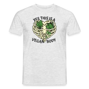 Yes This Is A Vegan Body Plant-Based Vegan - Men's T-Shirt - heather grey - Front - AI Model Male 178 dark (178cm)