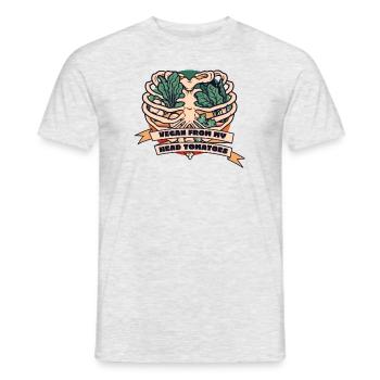 Vegan aus dem Kopf Tomaten pflanzlich vegan - Männer T-Shirt - Grau meliert - Vorne - AI Model Male 178 dark (178cm)