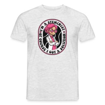 Natürlich habe ich eine Lösung Scientist MINT - Männer T-Shirt - Grau meliert - Vorne - AI Model Male 178 dark (178cm)