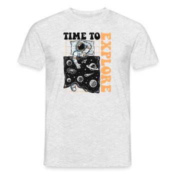 Time To Explore Spaceship Taikonaut Cosmonaut - Men's T-Shirt - heather grey - Front - AI Model Male 178 dark (178cm)
