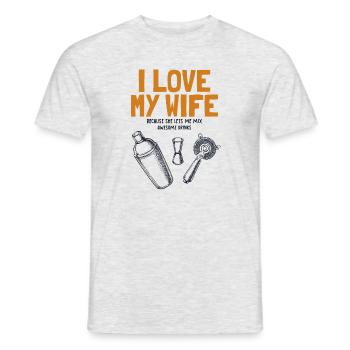 J’aime ma femme Barman Barman Mixologiste - T-shirt homme - gris chiné - Devant - AI Model Male 178 dark (178cm)