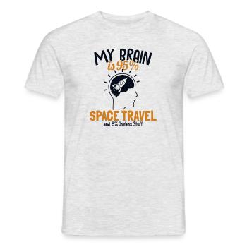My Brain is 95% Space Travel Cosmonaut Spaceship - Men's T-Shirt - heather grey - Front - AI Model Male 178 dark (178cm)