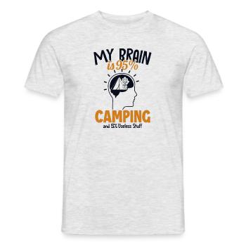 My Brain is 95% Camping Campingplatz Zelten - Männer T-Shirt - Grau meliert - Vorne - AI Model Male 178 dark (178cm)